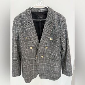 Banana Republic Brooke Plaid Captain’s Blazer with Gold Buttons